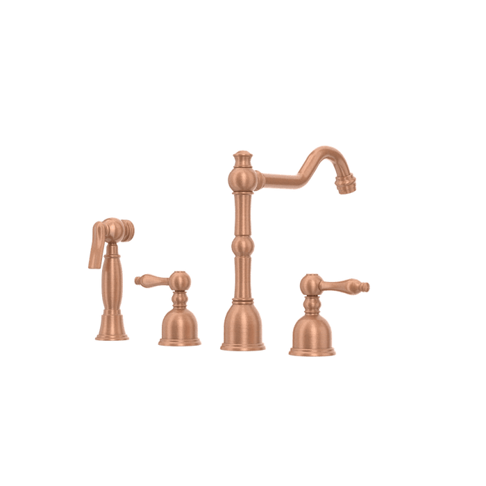 Two-Handles Copper Widespread Kitchen Faucet with Side Sprayer - AK96818C