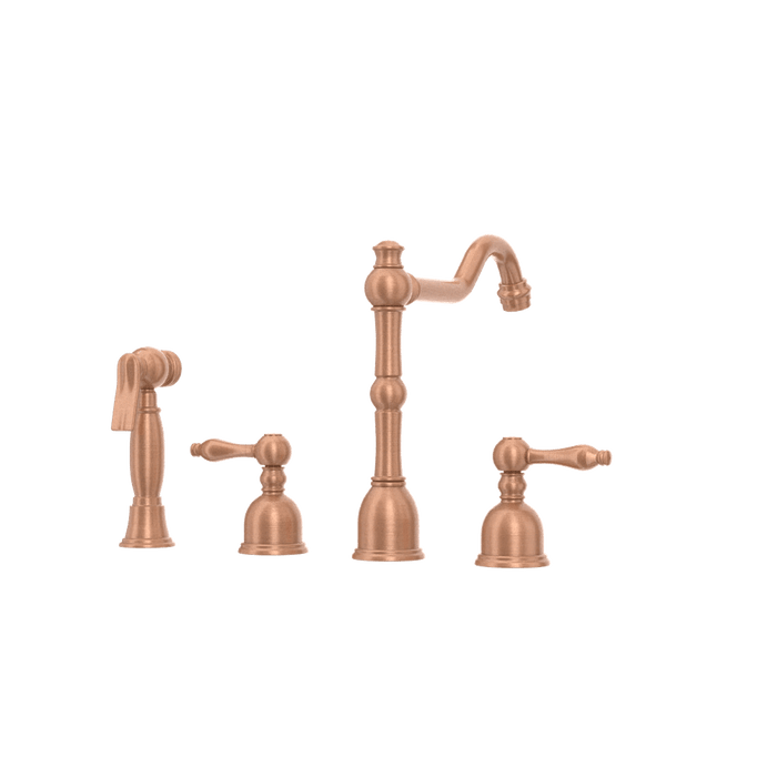 Two-Handles Copper Widespread Kitchen Faucet with Side Sprayer - AK96818C