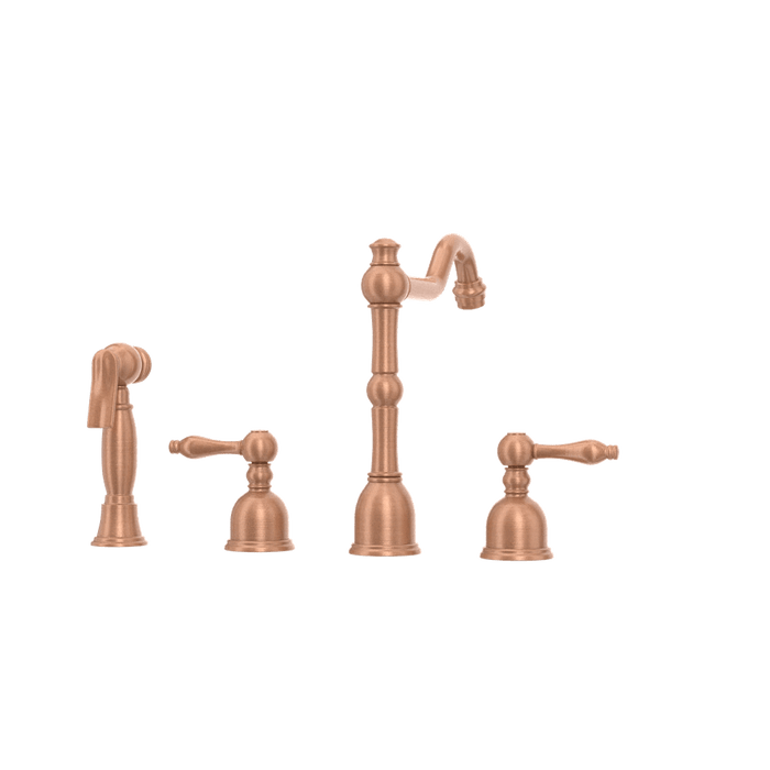 Two-Handles Copper Widespread Kitchen Faucet with Side Sprayer - AK96818C
