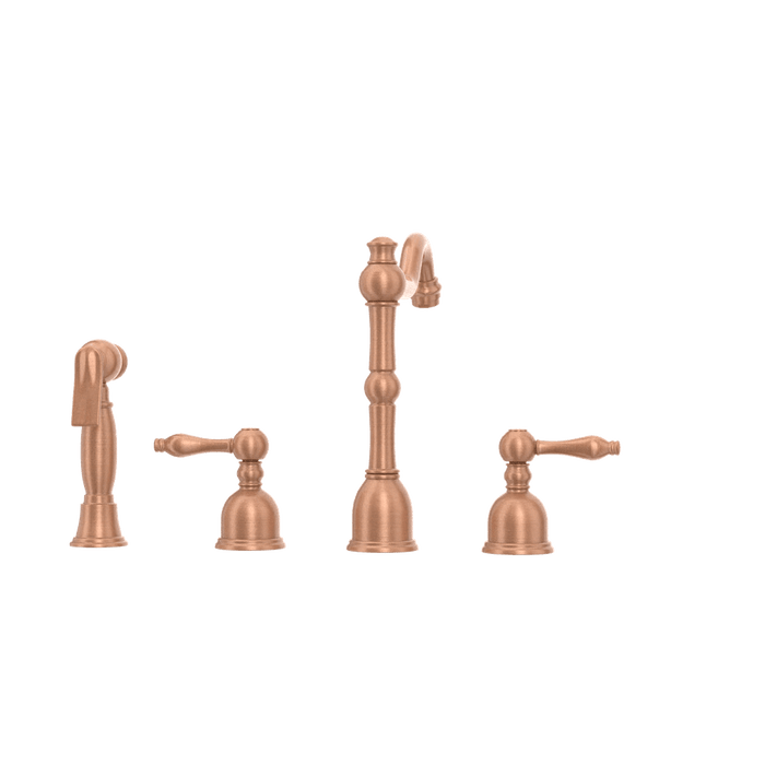 Two-Handles Copper Widespread Kitchen Faucet with Side Sprayer - AK96818C