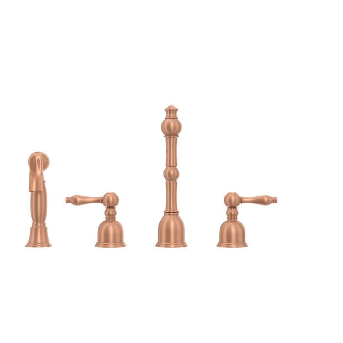 Two-Handles Copper Widespread Kitchen Faucet with Side Sprayer - AK96818C