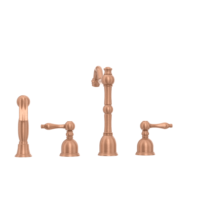 Two-Handles Copper Widespread Kitchen Faucet with Side Sprayer - AK96818C