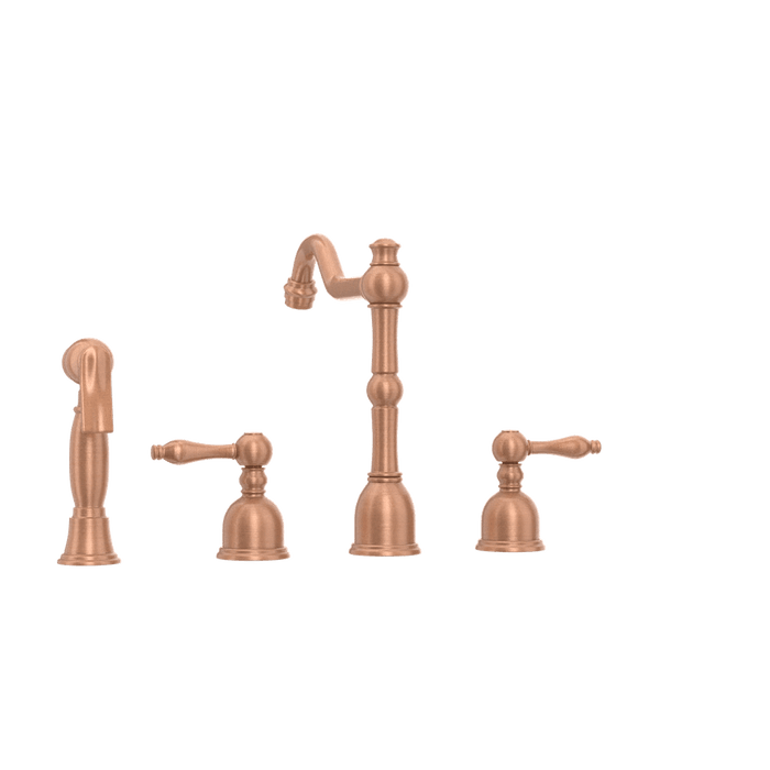 Two-Handles Copper Widespread Kitchen Faucet with Side Sprayer - AK96818C