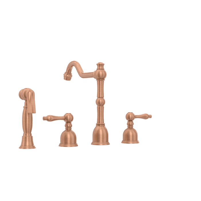 Two-Handles Copper Widespread Kitchen Faucet with Side Sprayer - AK96818C