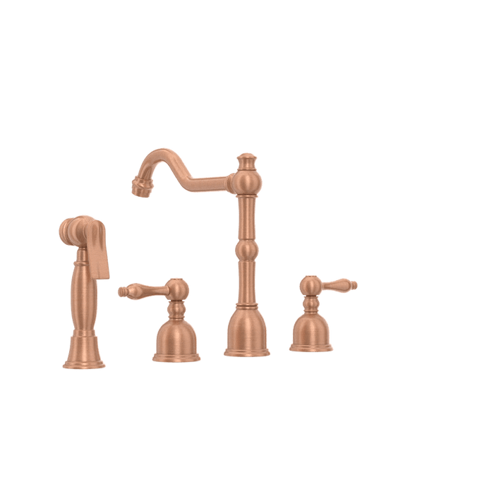 Two-Handles Copper Widespread Kitchen Faucet with Side Sprayer - AK96818C