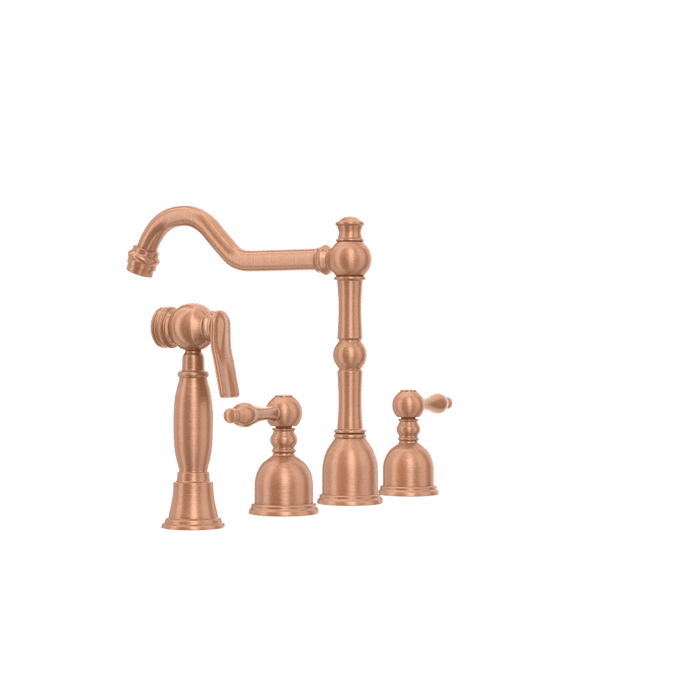 Two-Handles Copper Widespread Kitchen Faucet with Side Sprayer - AK96818C