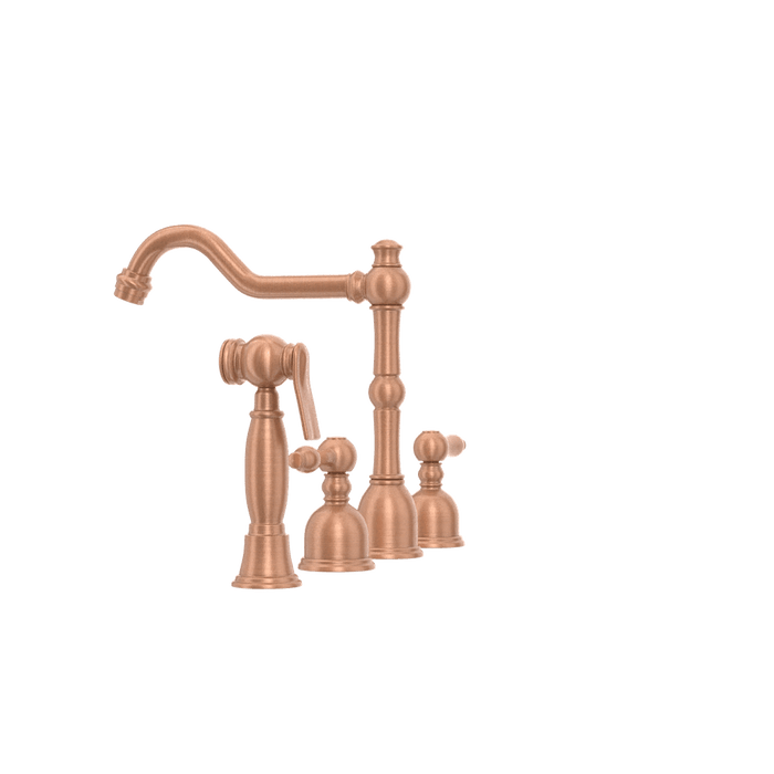 Two-Handles Copper Widespread Kitchen Faucet with Side Sprayer - AK96818C