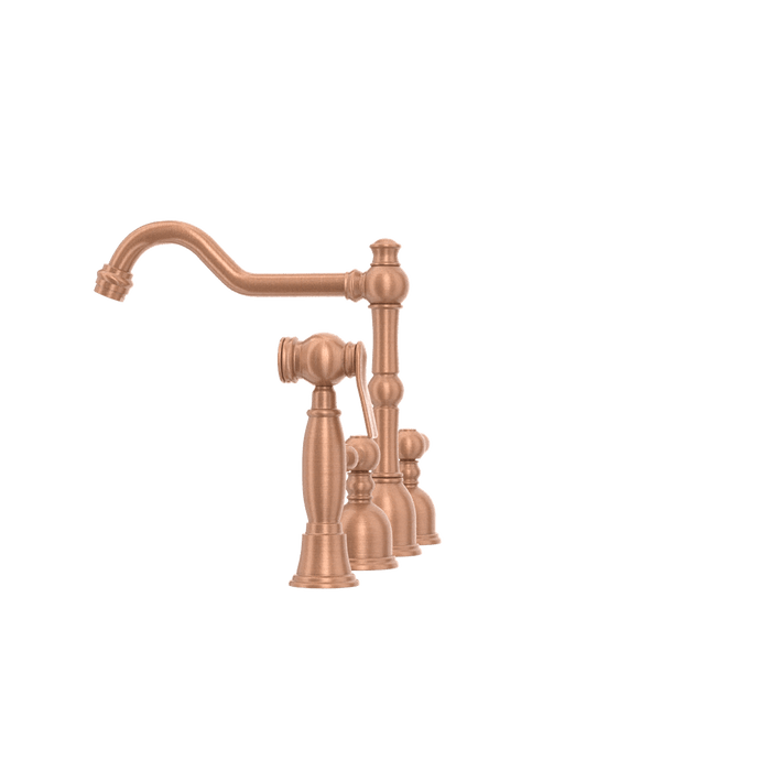 Two-Handles Copper Widespread Kitchen Faucet with Side Sprayer - AK96818C