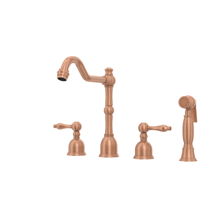 Two-Handles Copper Widespread Kitchen Faucet with Side Sprayer - AK96818C