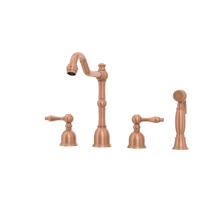 Two-Handles Copper Widespread Kitchen Faucet with Side Sprayer - AK96818C
