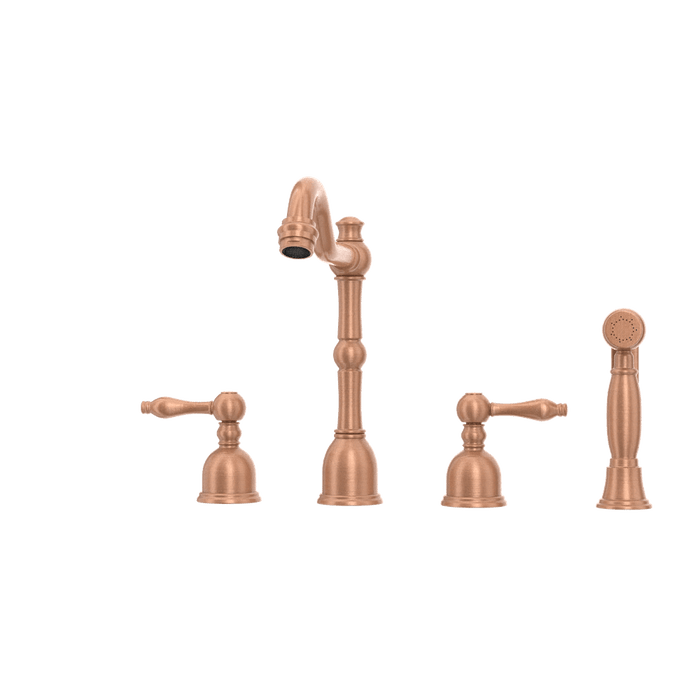 Two-Handles Copper Widespread Kitchen Faucet with Side Sprayer - AK96818C