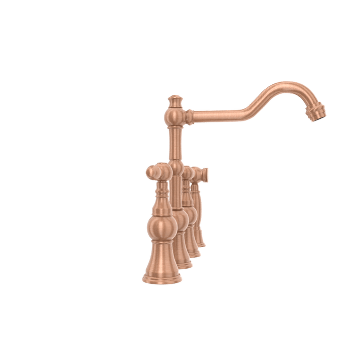 Two-Handles Copper Bridge Kitchen Faucet with Side Sprayer - AK96718C