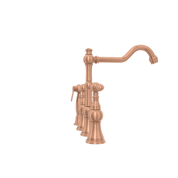 Two-Handles Copper Bridge Kitchen Faucet with Side Sprayer - AK96718C