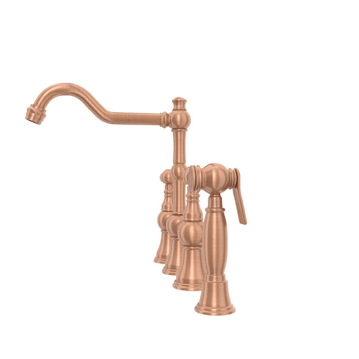 Two-Handles Copper Bridge Kitchen Faucet with Side Sprayer - AK96718C