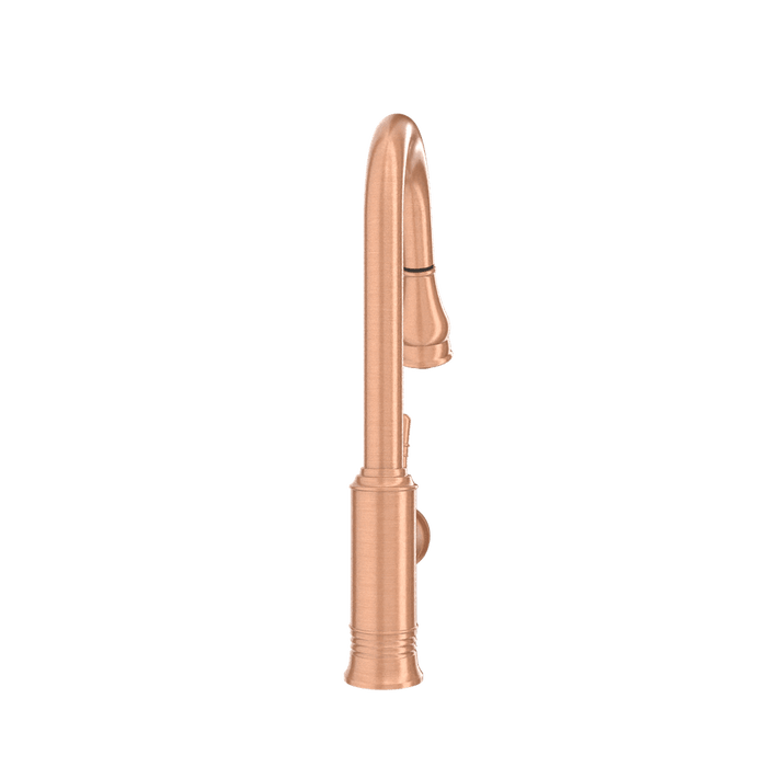 Copper Kitchen Faucet with Soap Dispenser, Single Handle Solid Brass High Arc Pull Down Sprayer Head Kitchen Sink Faucets with Deck Plate
