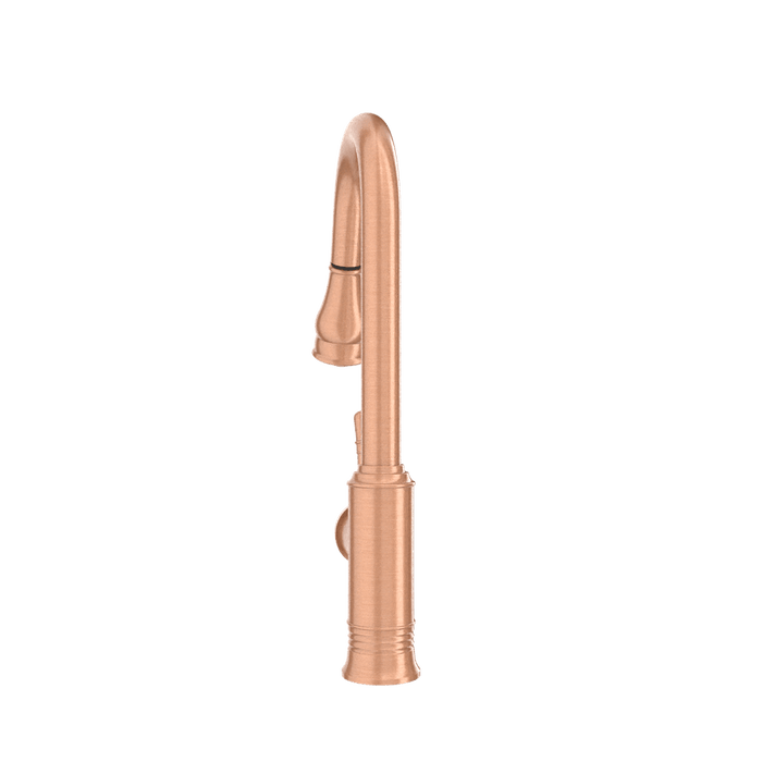 Copper Kitchen Faucet with Soap Dispenser, Single Handle Solid Brass High Arc Pull Down Sprayer Head Kitchen Sink Faucets with Deck Plate