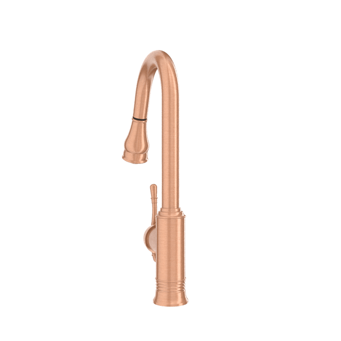 Copper Kitchen Faucet with Soap Dispenser, Single Handle Solid Brass High Arc Pull Down Sprayer Head Kitchen Sink Faucets with Deck Plate