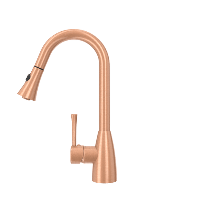 Copper Pull Out Kitchen Faucet, Single Level Solid Brass Kitchen Sink Faucets with Pull Down Sprayer - AK96455C