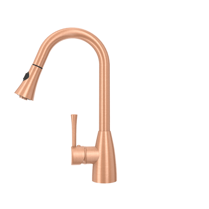 Copper Pull Out Kitchen Faucet, Single Level Solid Brass Kitchen Sink Faucets with Pull Down Sprayer - AK96455C