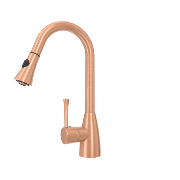 Copper Pull Out Kitchen Faucet, Single Level Solid Brass Kitchen Sink Faucets with Pull Down Sprayer - AK96455C