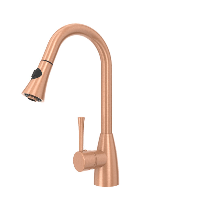Copper Pull Out Kitchen Faucet, Single Level Solid Brass Kitchen Sink Faucets with Pull Down Sprayer - AK96455C