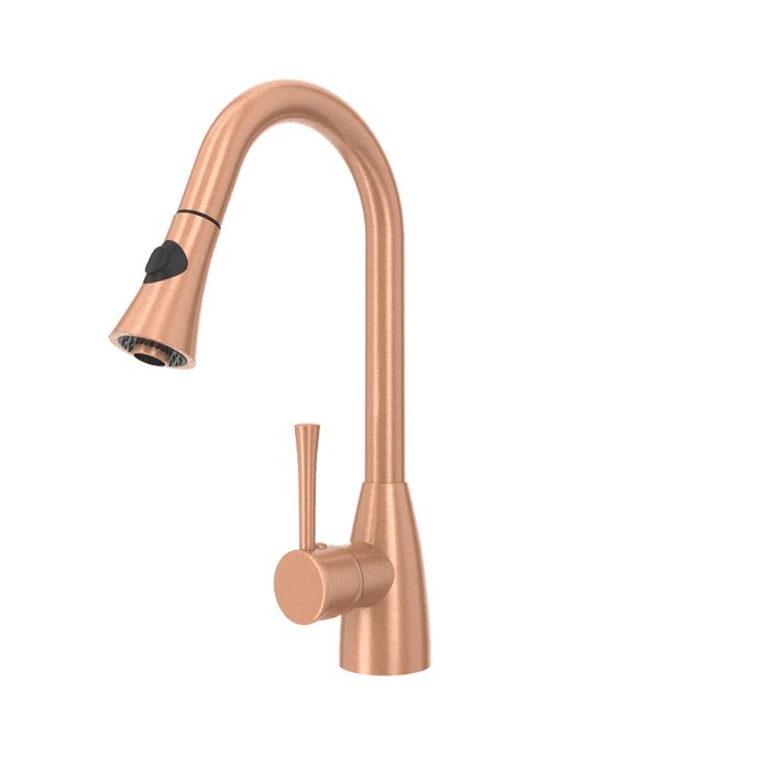 Copper Pull Out Kitchen Faucet, Single Level Solid Brass Kitchen Sink Faucets with Pull Down Sprayer - AK96455C