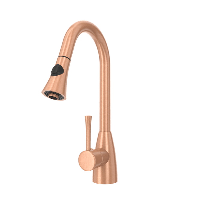 Copper Pull Out Kitchen Faucet, Single Level Solid Brass Kitchen Sink Faucets with Pull Down Sprayer - AK96455C