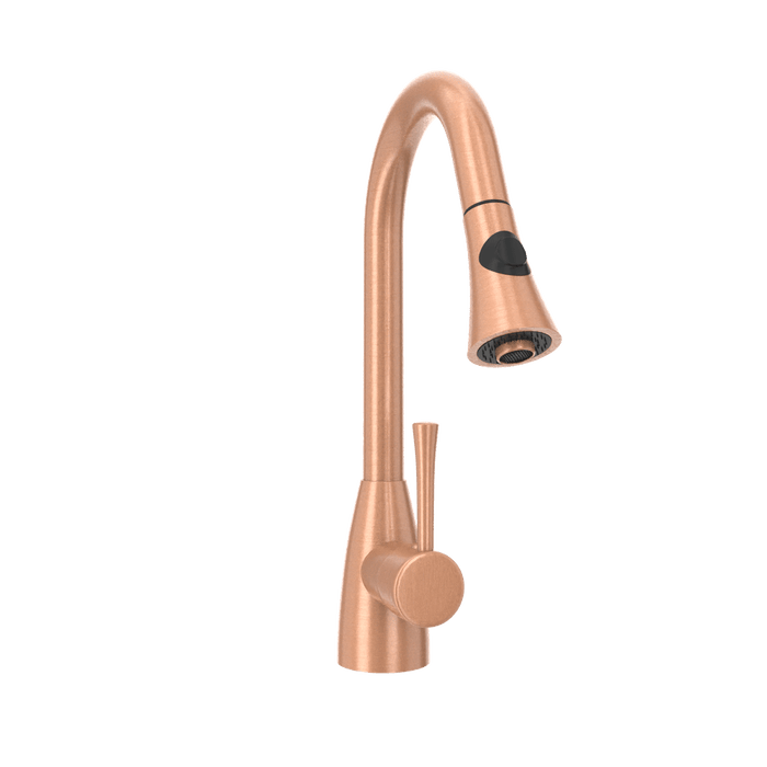 Copper Pull Out Kitchen Faucet, Single Level Solid Brass Kitchen Sink Faucets with Pull Down Sprayer - AK96455C