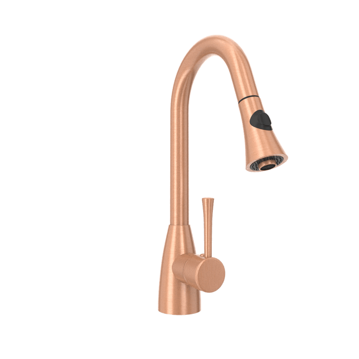 Copper Pull Out Kitchen Faucet, Single Level Solid Brass Kitchen Sink Faucets with Pull Down Sprayer - AK96455C