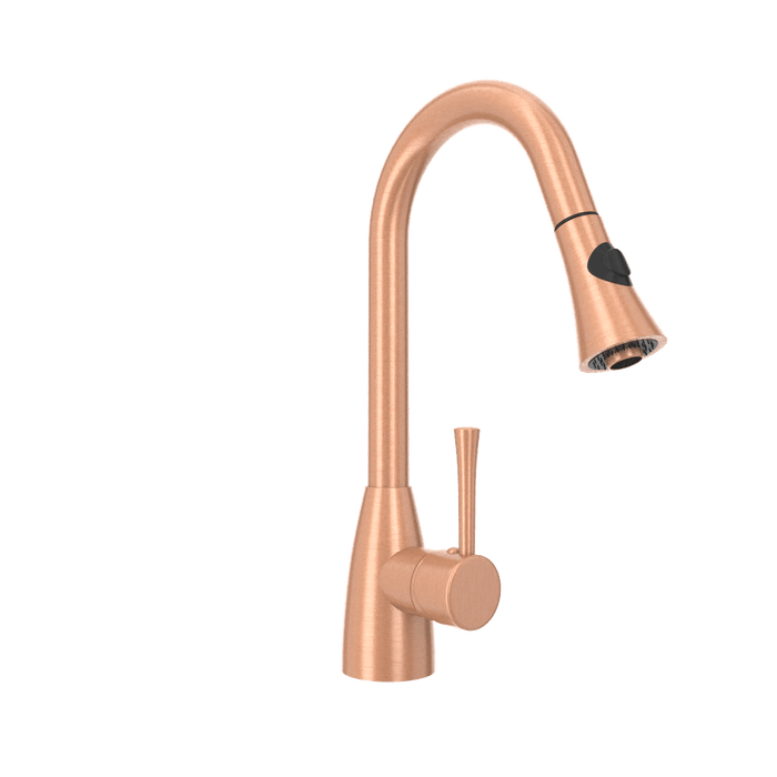 Copper Pull Out Kitchen Faucet, Single Level Solid Brass Kitchen Sink Faucets with Pull Down Sprayer - AK96455C