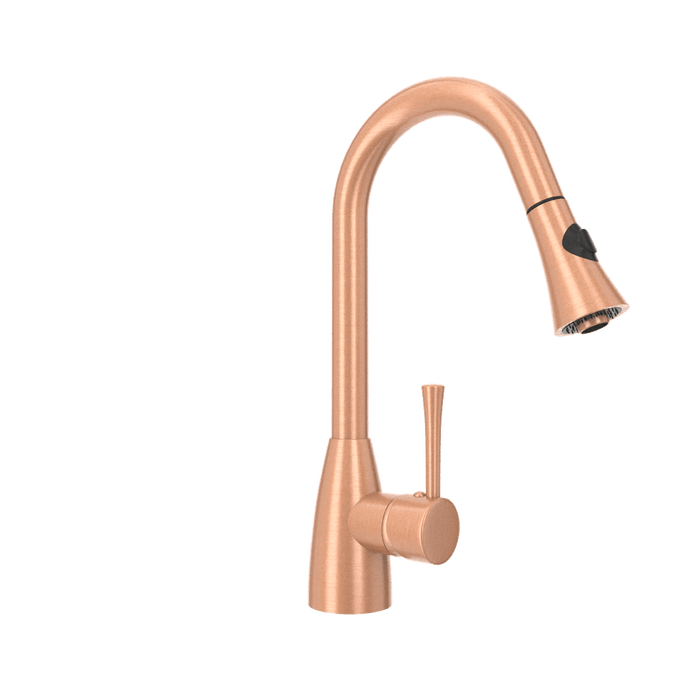 Copper Pull Out Kitchen Faucet, Single Level Solid Brass Kitchen Sink Faucets with Pull Down Sprayer - AK96455C