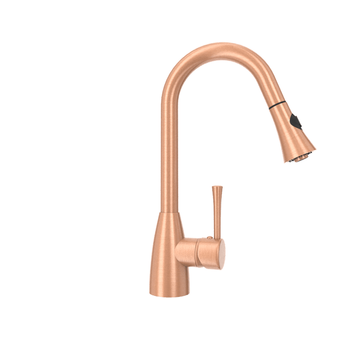 Copper Pull Out Kitchen Faucet, Single Level Solid Brass Kitchen Sink Faucets with Pull Down Sprayer - AK96455C
