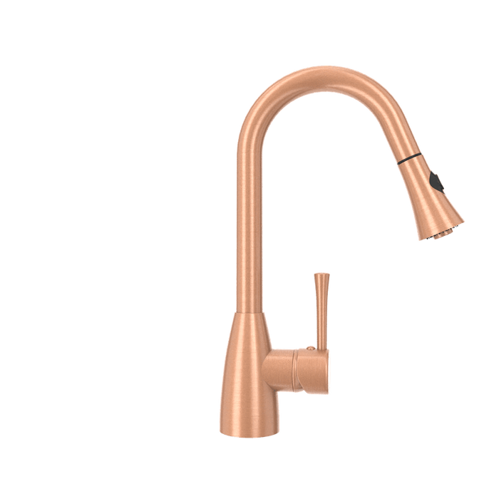 Copper Pull Out Kitchen Faucet, Single Level Solid Brass Kitchen Sink Faucets with Pull Down Sprayer - AK96455C