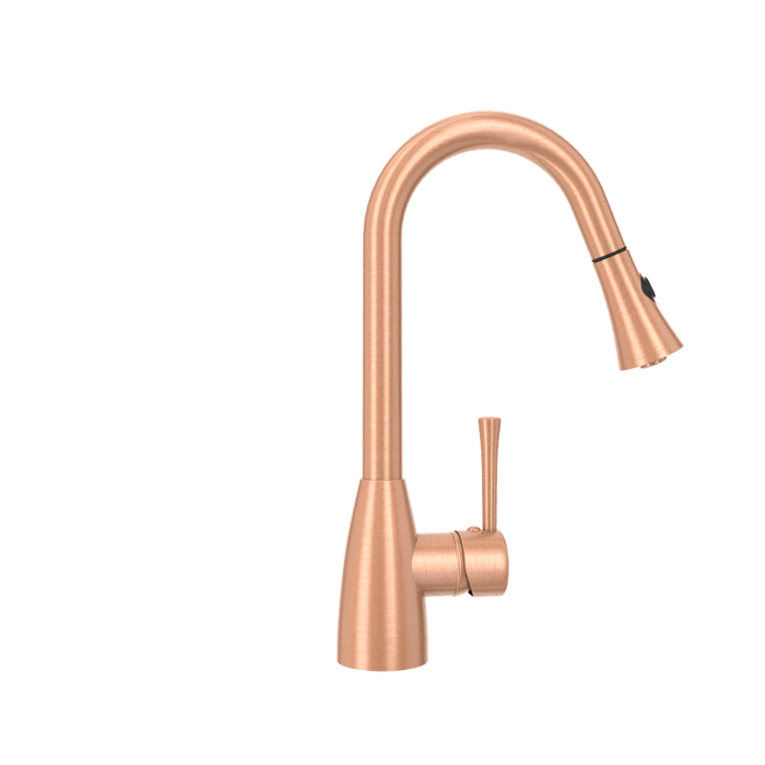 Copper Pull Out Kitchen Faucet, Single Level Solid Brass Kitchen Sink Faucets with Pull Down Sprayer - AK96455C