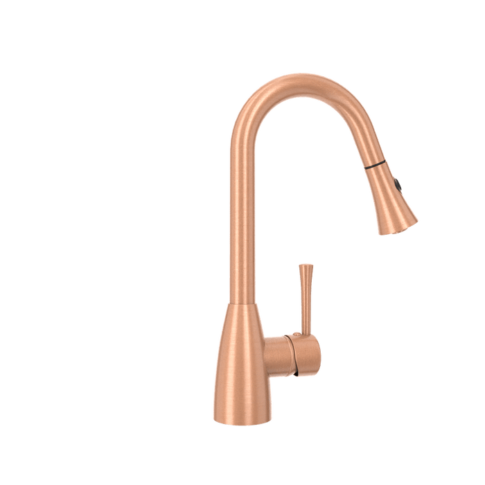 Copper Pull Out Kitchen Faucet, Single Level Solid Brass Kitchen Sink Faucets with Pull Down Sprayer - AK96455C
