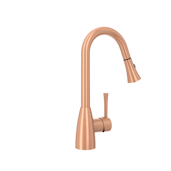 Copper Pull Out Kitchen Faucet, Single Level Solid Brass Kitchen Sink Faucets with Pull Down Sprayer - AK96455C