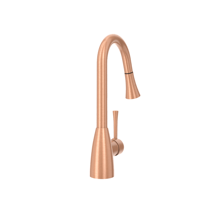 Copper Pull Out Kitchen Faucet, Single Level Solid Brass Kitchen Sink Faucets with Pull Down Sprayer - AK96455C