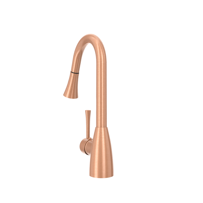 Copper Kitchen Faucet with Soap Dispenser, Single Handle Solid Brass High Arc Pull Down Sprayer Head Kitchen Sink Faucets with Deck Plate