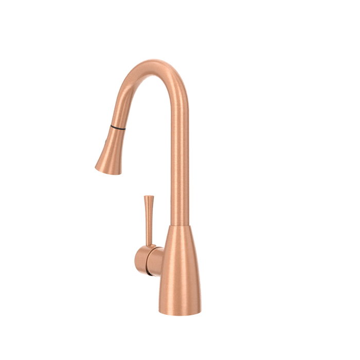 Copper Kitchen Faucet with Soap Dispenser, Single Handle Solid Brass High Arc Pull Down Sprayer Head Kitchen Sink Faucets with Deck Plate