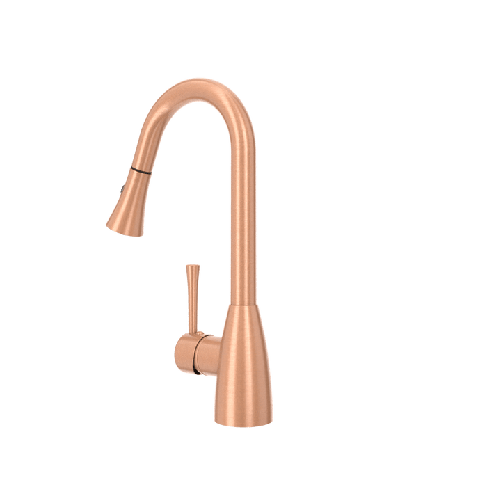 Copper Pull Out Kitchen Faucet, Single Level Solid Brass Kitchen Sink Faucets with Pull Down Sprayer - AK96455C
