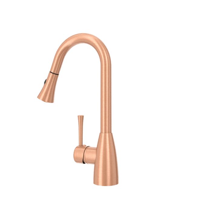 Copper Pull Out Kitchen Faucet, Single Level Solid Brass Kitchen Sink Faucets with Pull Down Sprayer - AK96455C