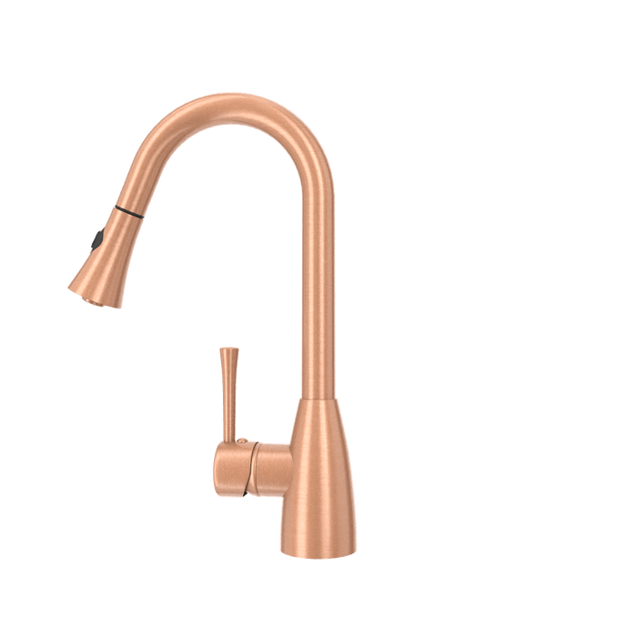 Copper Pull Out Kitchen Faucet, Single Level Solid Brass Kitchen Sink Faucets with Pull Down Sprayer - AK96455C