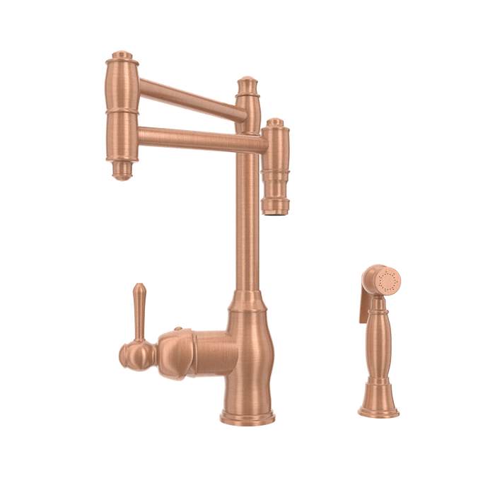 One-Handle Copper Pot Filler Kitchen Faucet with Side Sprayer - AK96918P2