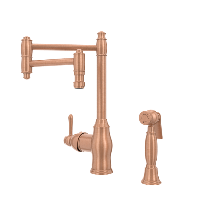 One-Handle Copper Pot Filler Kitchen Faucet with Side Sprayer - AK96918P2