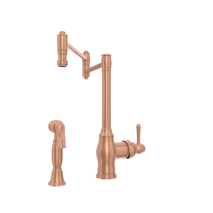 One-Handle Copper Pot Filler Kitchen Faucet with Side Sprayer - AK96918P1