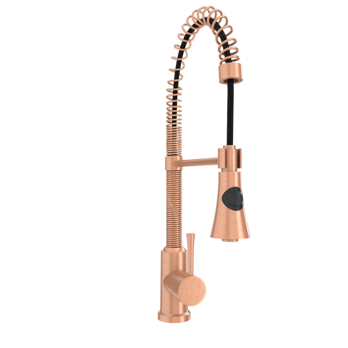 Copper Kitchen Faucet with Soap Dispenser, Single Handle Solid Brass High Arc Pull Down Sprayer Head Kitchen Sink Faucets with Deck Plate