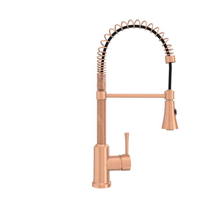 Copper Pre-Rinse Spring Kitchen Faucet, Single Level Solid Brass Kitchen Sink Faucets with Pull Down Sprayer - AK96565C
