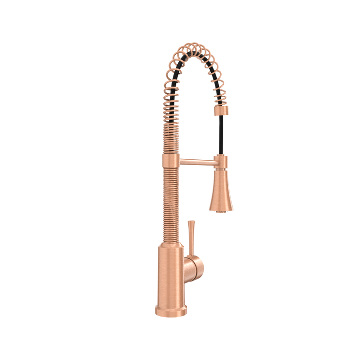 Copper Kitchen Faucet with Soap Dispenser, Single Handle Solid Brass High Arc Pull Down Sprayer Head Kitchen Sink Faucets with Deck Plate