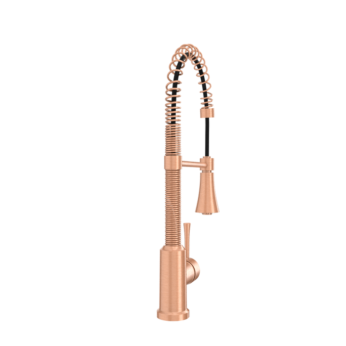 Copper Pre-Rinse Spring Kitchen Faucet, Single Level Solid Brass Kitchen Sink Faucets with Pull Down Sprayer - AK96565C