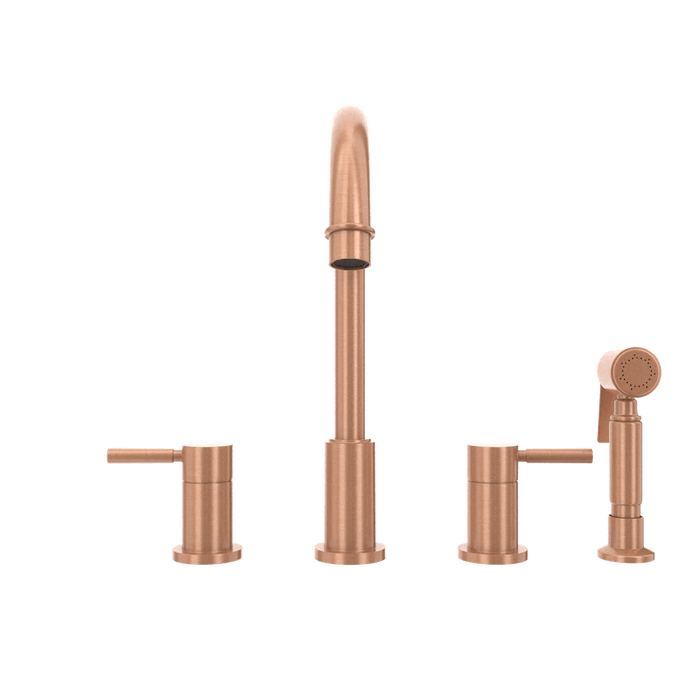 Two-Handles Copper Widespread Kitchen Faucet with Side Sprayer - AK96866